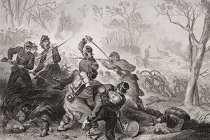 Death of Colonel Edward D. Baker at the Battle of Balls Bluff, Virginia